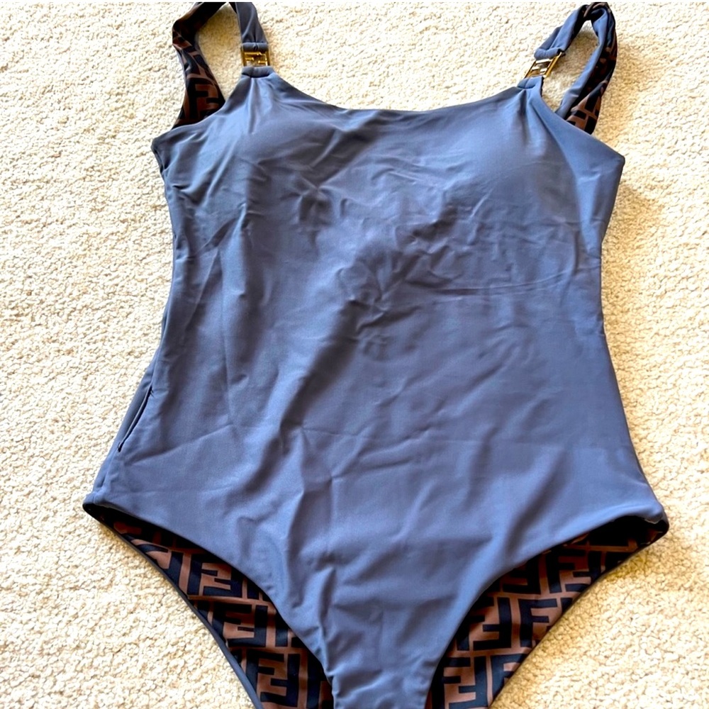 FENDI BLUE / GREY One piece swimsuit